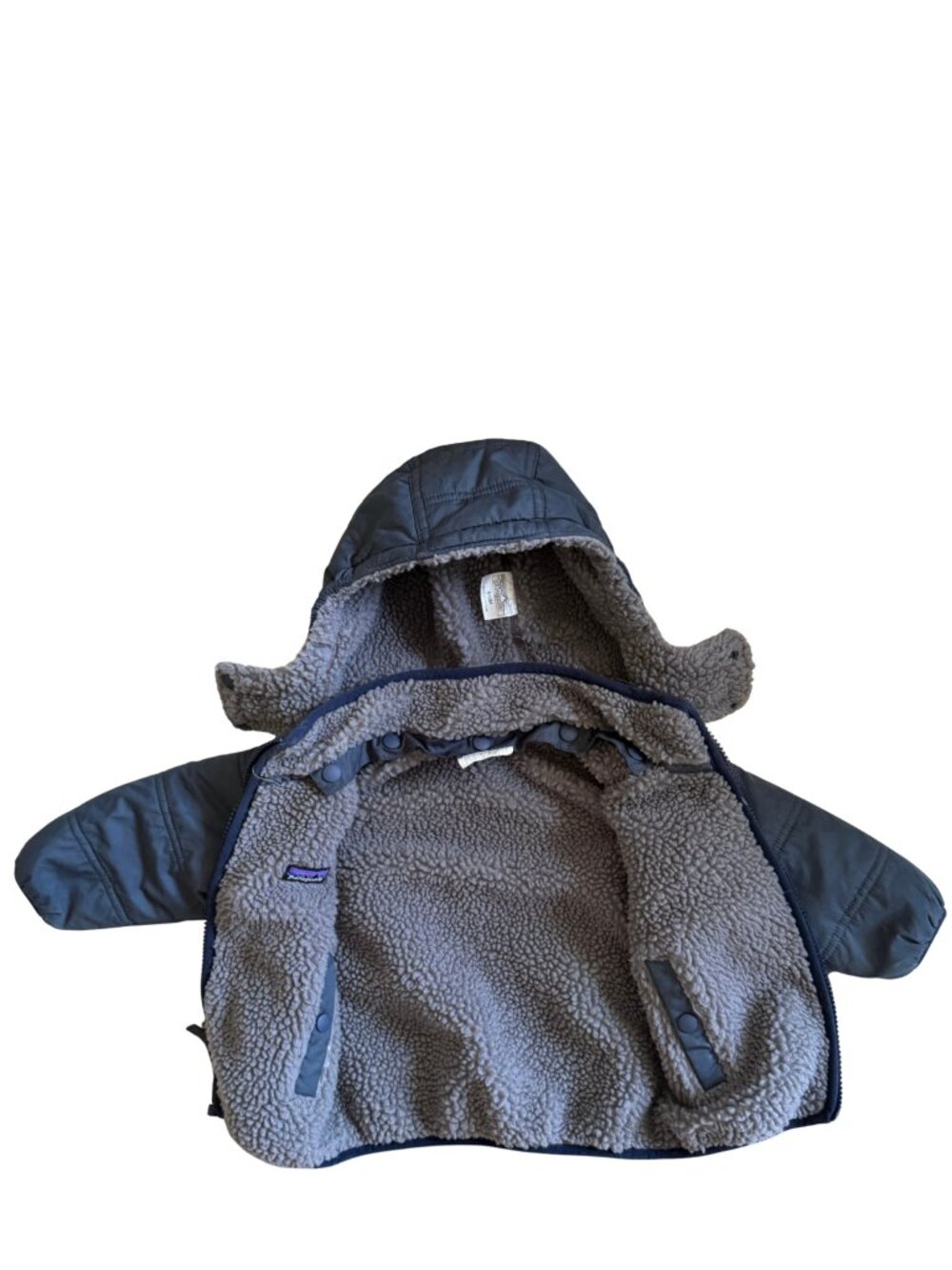 Patagonia - Baby Hooded Winter Coat in Navy Geometric Print 6-12M - Picture 2 of 7